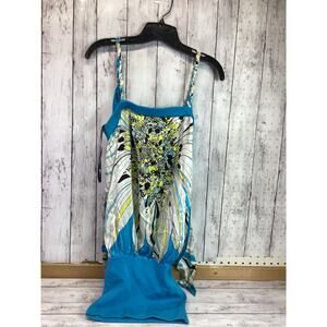 BEBE Women's Summer Dress Sleeveless Blue Multicolor Size Small
